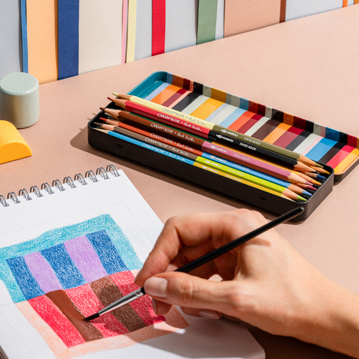 Caran d'Ache Paul Smith Bicolor Pencil Set of 12 (24 Colours) with Brush - Ltd. Edition