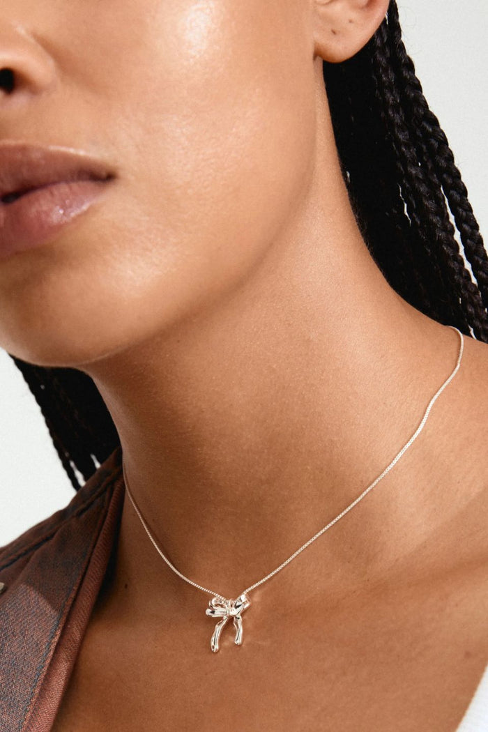 Cassian Recycled Silver Plated Bow Necklace