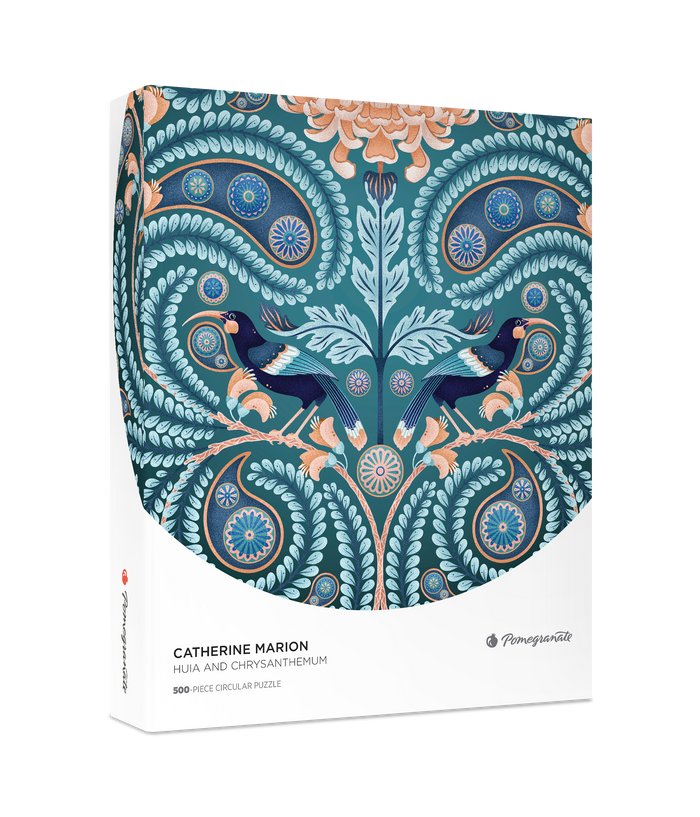 Catherine Marion: Huia and Chrysanthemum 500-Piece Circular Jigsaw Puzzle - Clearance