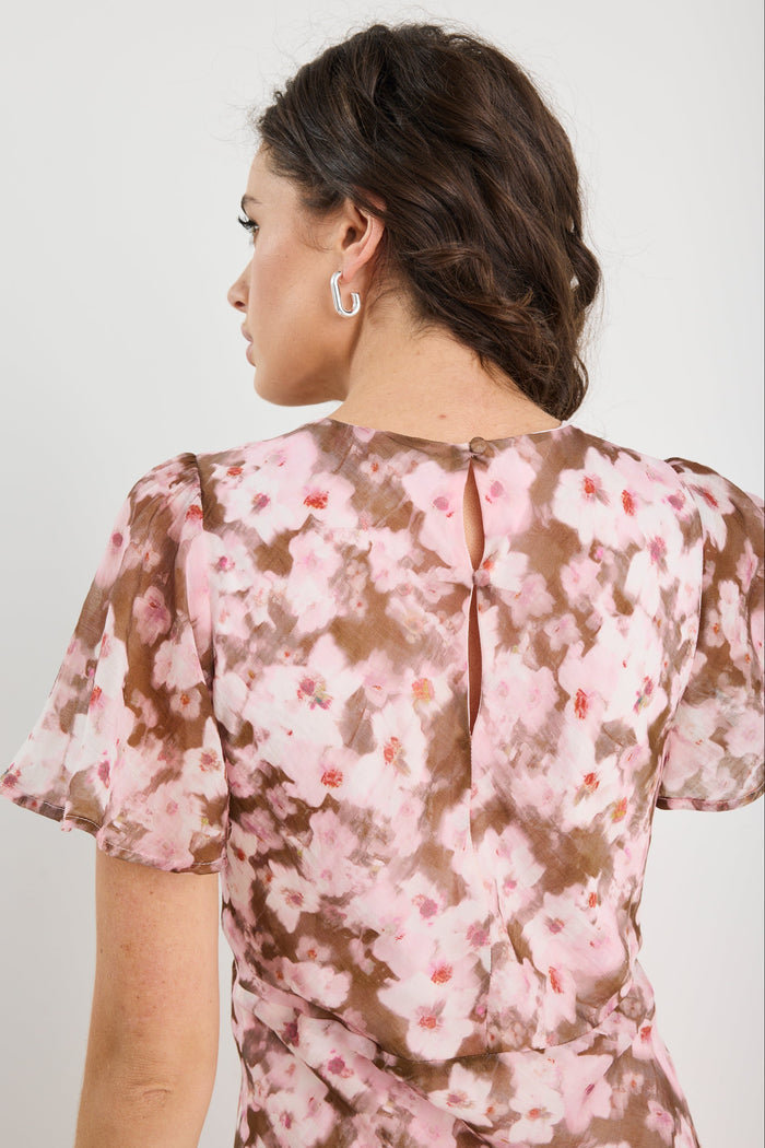Chariot Blush Chocolate Floral Bias Flared Maxi Dress