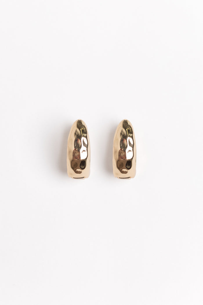 Chunky Hammered Oval Gold Earrings