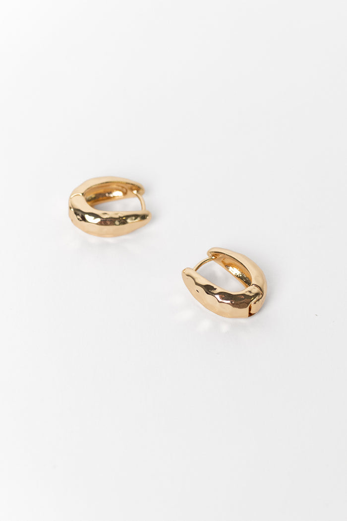 Chunky Hammered Oval Gold Earrings