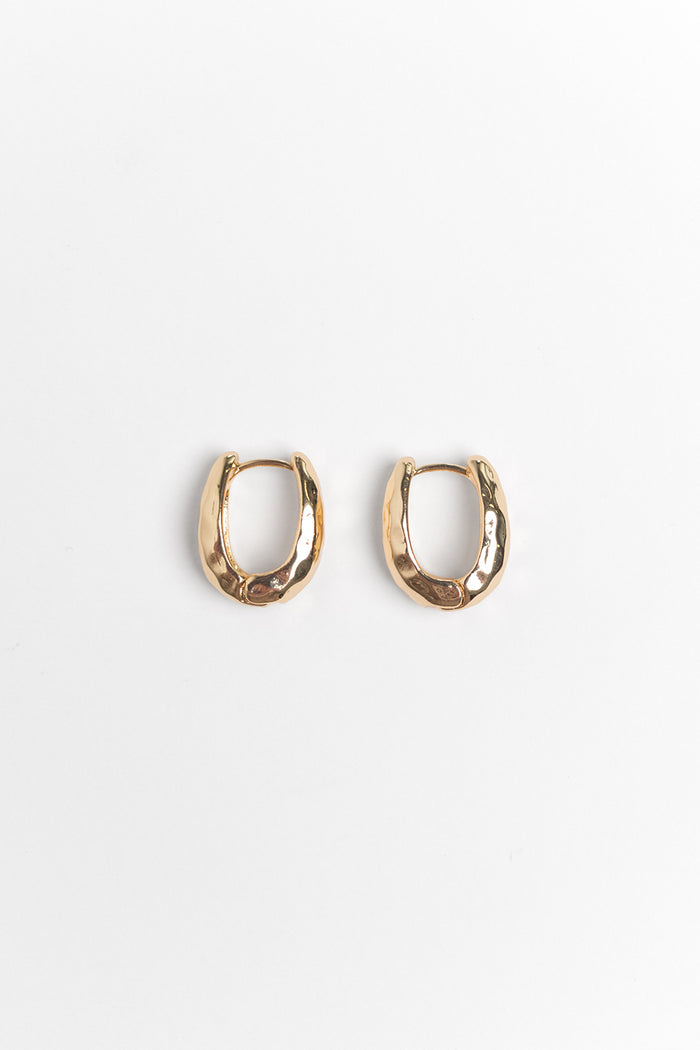Chunky Hammered Oval Gold Earrings