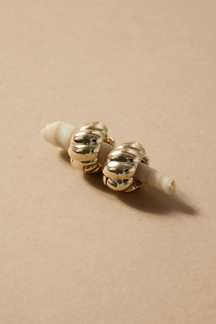 Chunky Ribbed Gold Hoop Earring