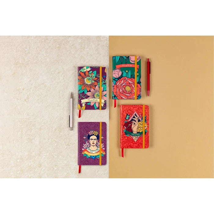 Clairefontaine Frida Kahlo Assorted Hardcover Notebooks with Elastic - Blank 4.1"x5.8"