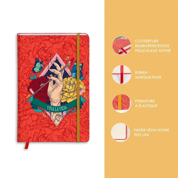 Clairefontaine Frida Kahlo Assorted Hardcover Notebooks with Elastic - Blank 4.1"x5.8"
