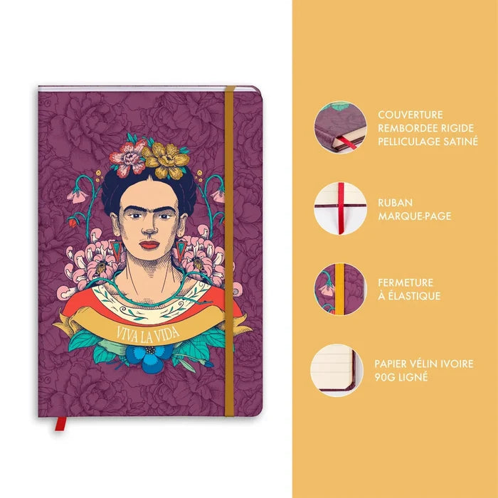 Clairefontaine Frida Kahlo Assorted Hardcover Notebooks with Elastic - Lined 5.8"x8.3"