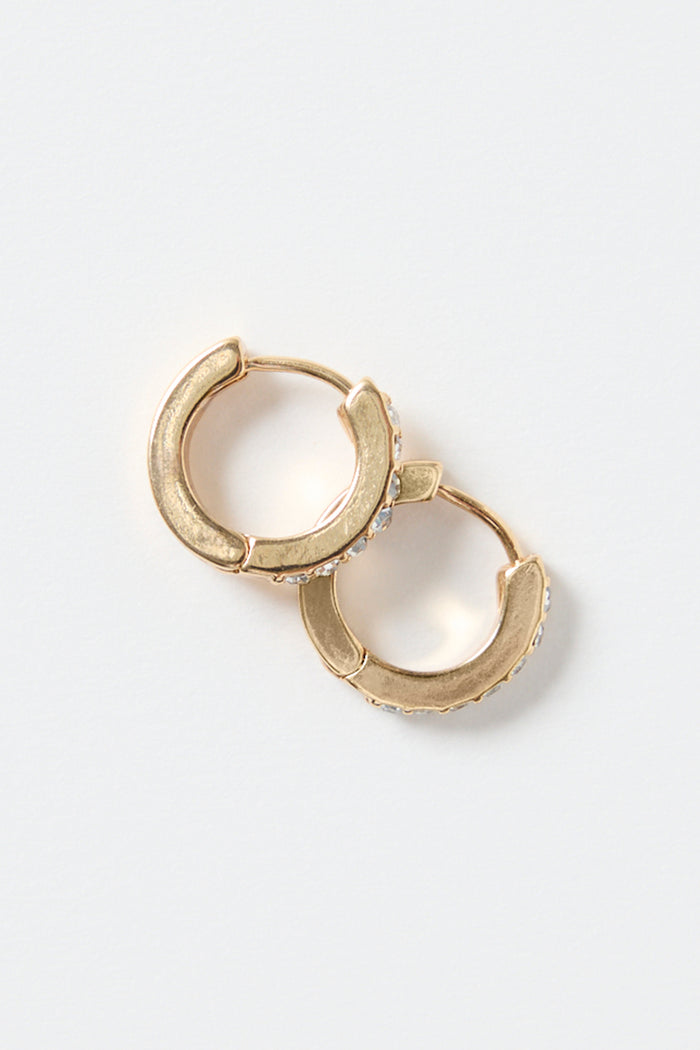 Classic Diamante Gold Huggie Earrings