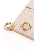 Clear Rectangle Diamante Gold Hoop Earrings