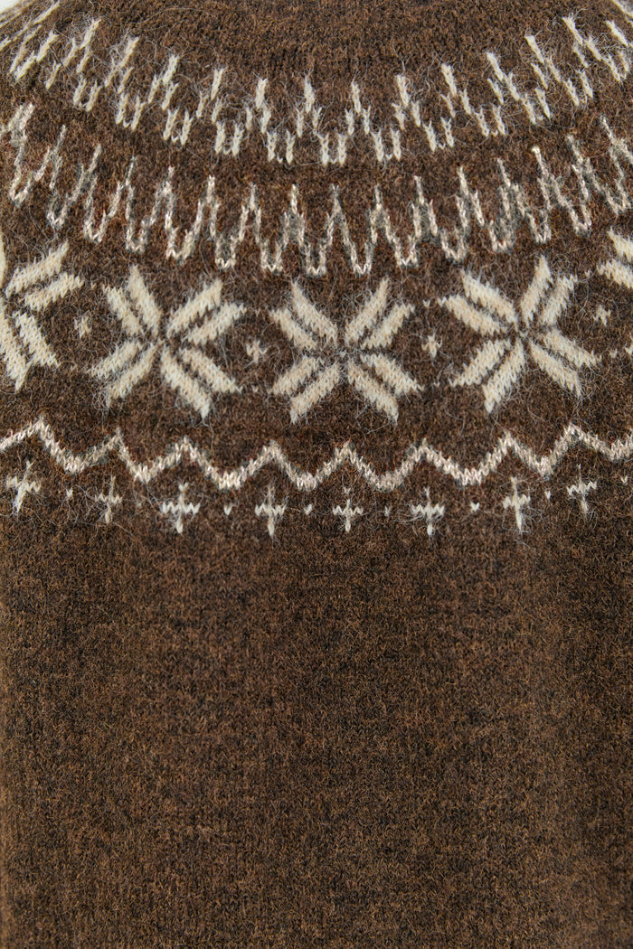 Climate Chocolate Fairisle Detail Mock Neck Jumper