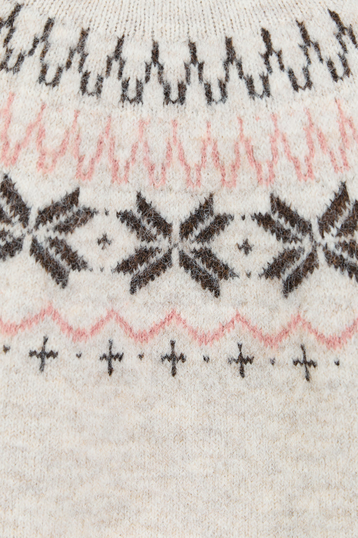 Climate Oat Fairisle Detail Mock Neck Jumper