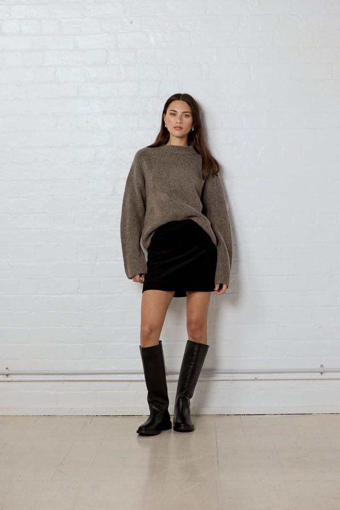 Cocoon Mocha Relaxed Knit Mock Neck Jumper