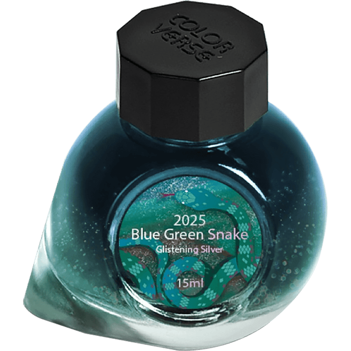 Colorverse Ink Bottle - 2025 Blue Green Snake - Glistening Silver - 15ml - Pen Boutique Ltd