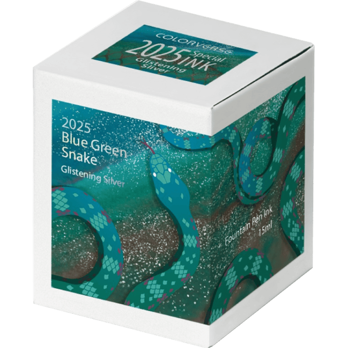 Colorverse Ink Bottle - 2025 Blue Green Snake - Glistening Silver - 15ml - Pen Boutique Ltd