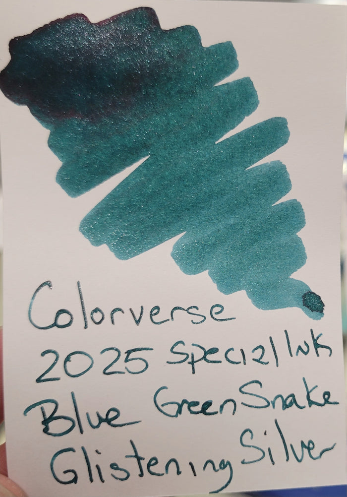Colorverse Ink Bottle - 2025 Blue Green Snake - Glistening Silver - 15ml - Pen Boutique Ltd