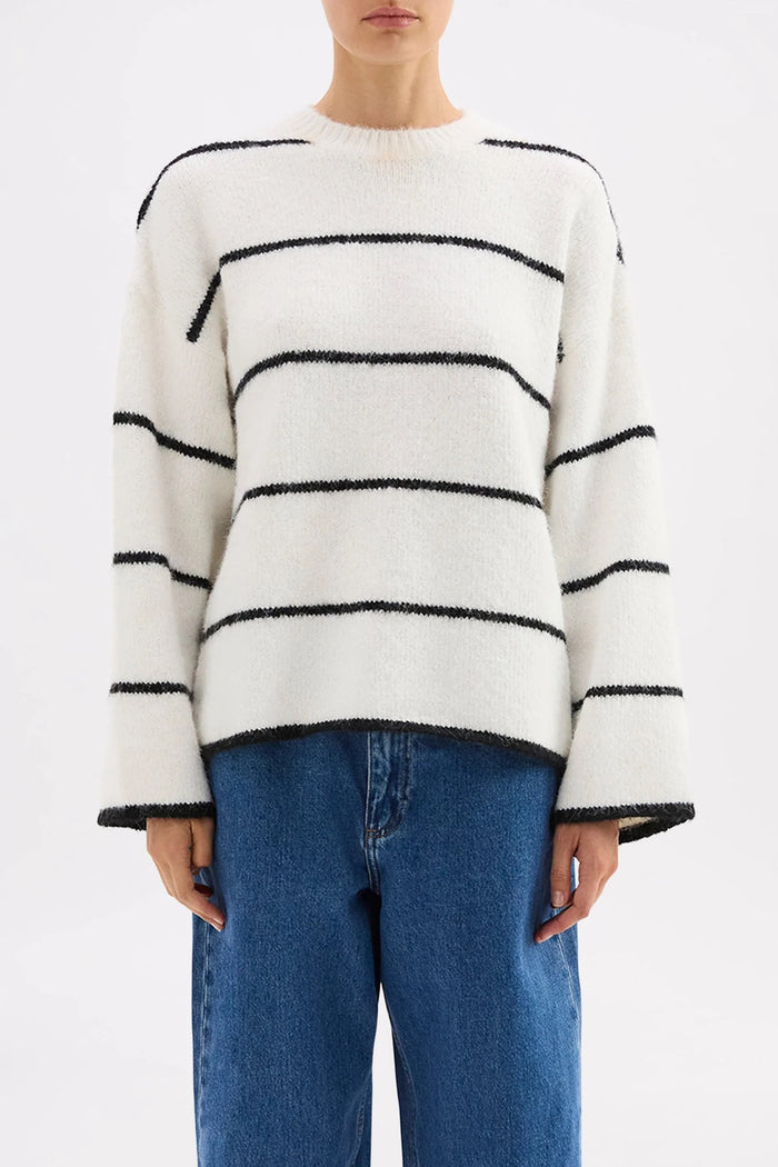 Colter Ivory Black Stripe Crew Knit