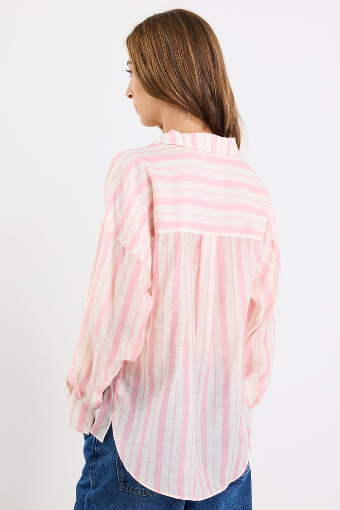 Construct Pink Cream Stripe Oversized Shirt