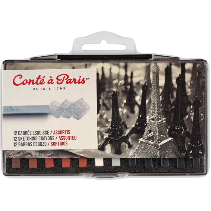 Conte a Paris Sketching Pastel Carré Set of 12 - Assorted