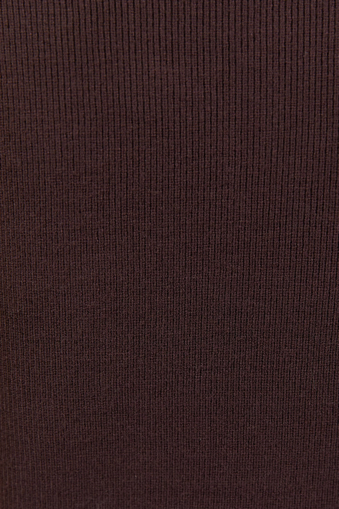 Contour Chocolate Funnel Neck Short Sleeve Knitted Top