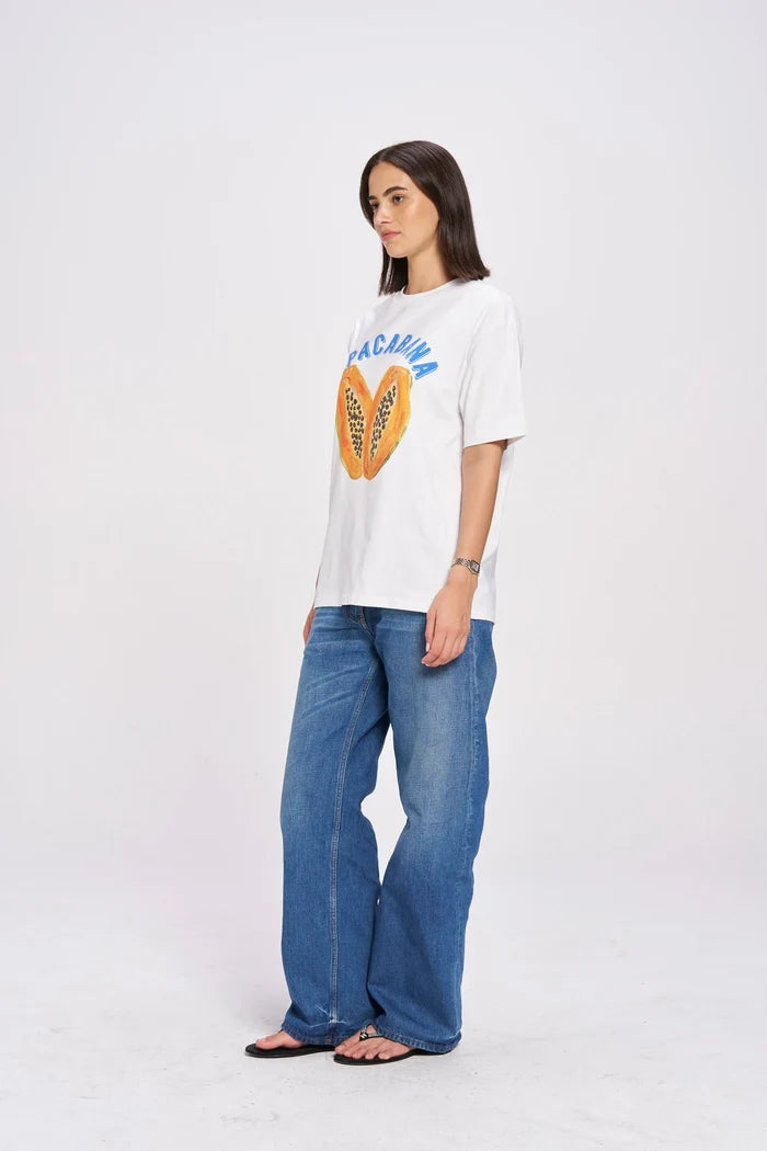 Copacabana White Fruit Print Oversized Tee