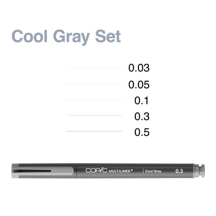 COPIC Multiliner+ Set of 5 Cool Gray