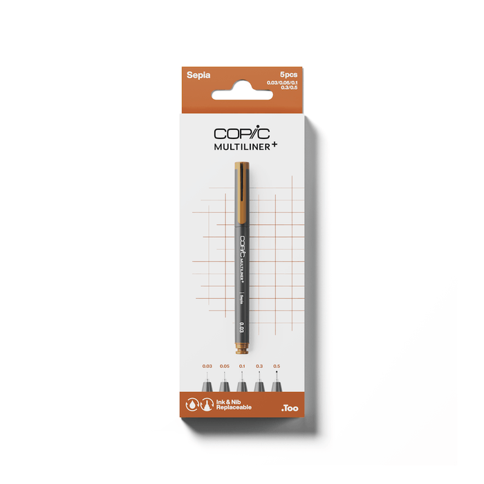 COPIC Multiliner+ Set of 5 Sepia
