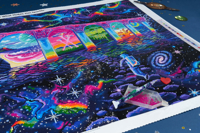 Diamond Painting Cosmic Trip 38.6" x 25.6" (65cm x 98cm) / Square with 64 Colors including 4 ABs and 1 Iridescent Diamonds / 102,573