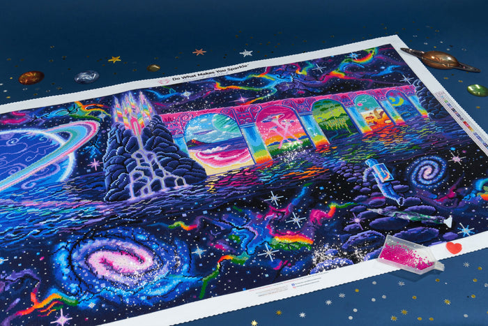 Diamond Painting Cosmic Trip 38.6" x 25.6" (65cm x 98cm) / Square with 64 Colors including 4 ABs and 1 Iridescent Diamonds / 102,573