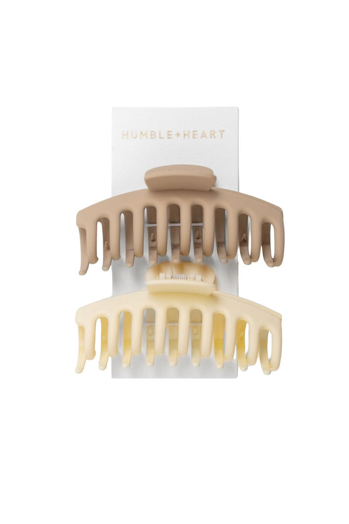 Cream Neutral 2 PC Claw Clips