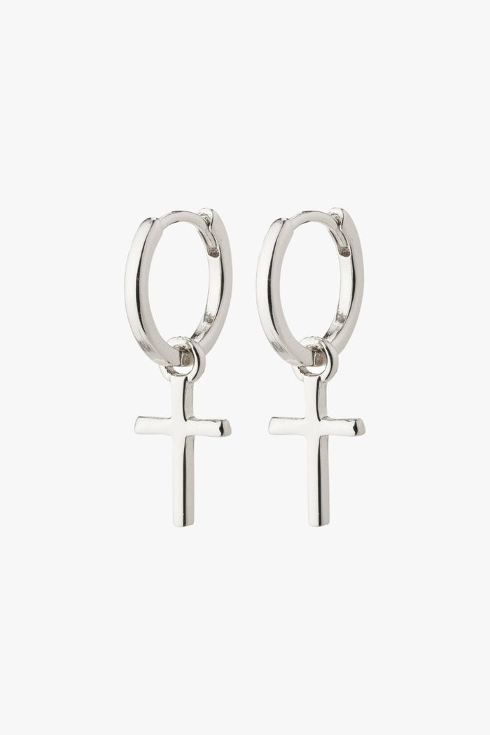 Daisy Recycled Cross  Silver Earrings ACC Jewellery Pilgrim