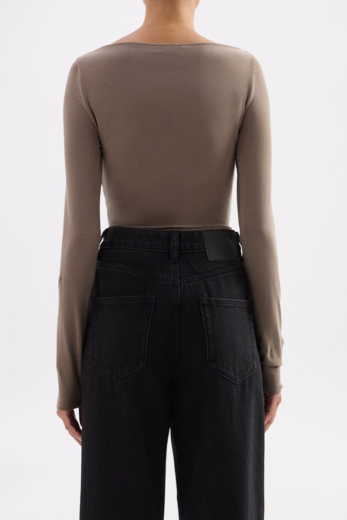 Daniya Truffle Front Cross LS Top