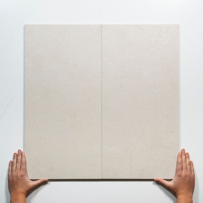 Pattern Lay With Hand Drift Ivory Honed Porcelain Tile 300 x 600mm CREMAH1 - The Blue Space