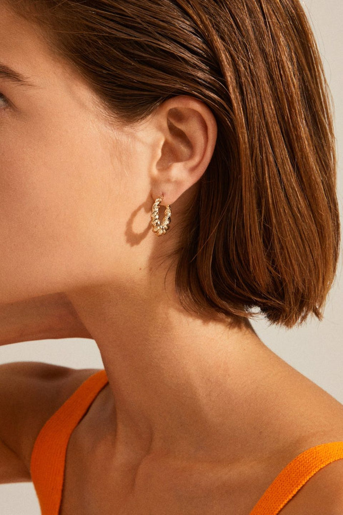 Eileen Gold Twirl Hoop Earrings ACC Jewellery Pilgrim