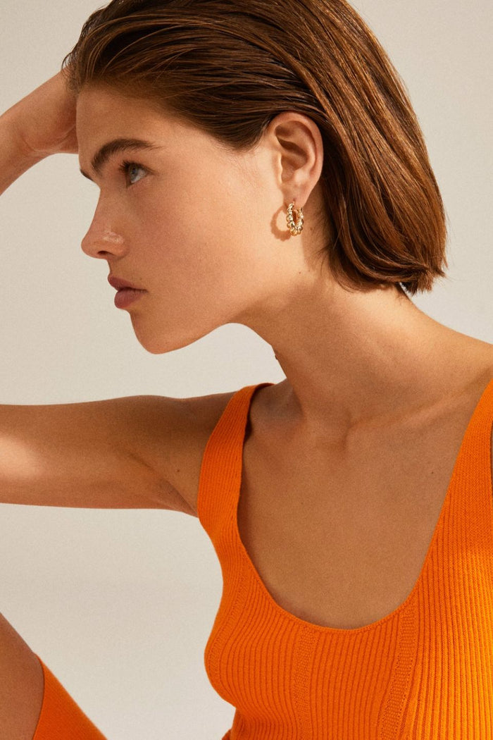 Eileen Gold Twirl Hoop Earrings ACC Jewellery Pilgrim