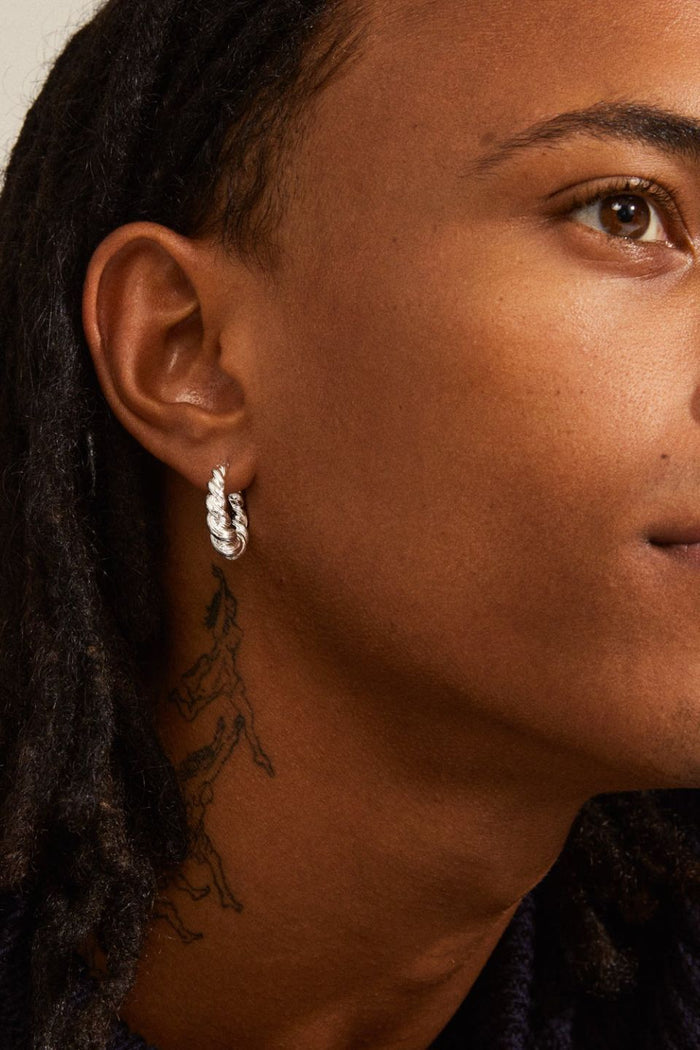 Eileen Silver Twirl Hoop Earrings ACC Jewellery Pilgrim