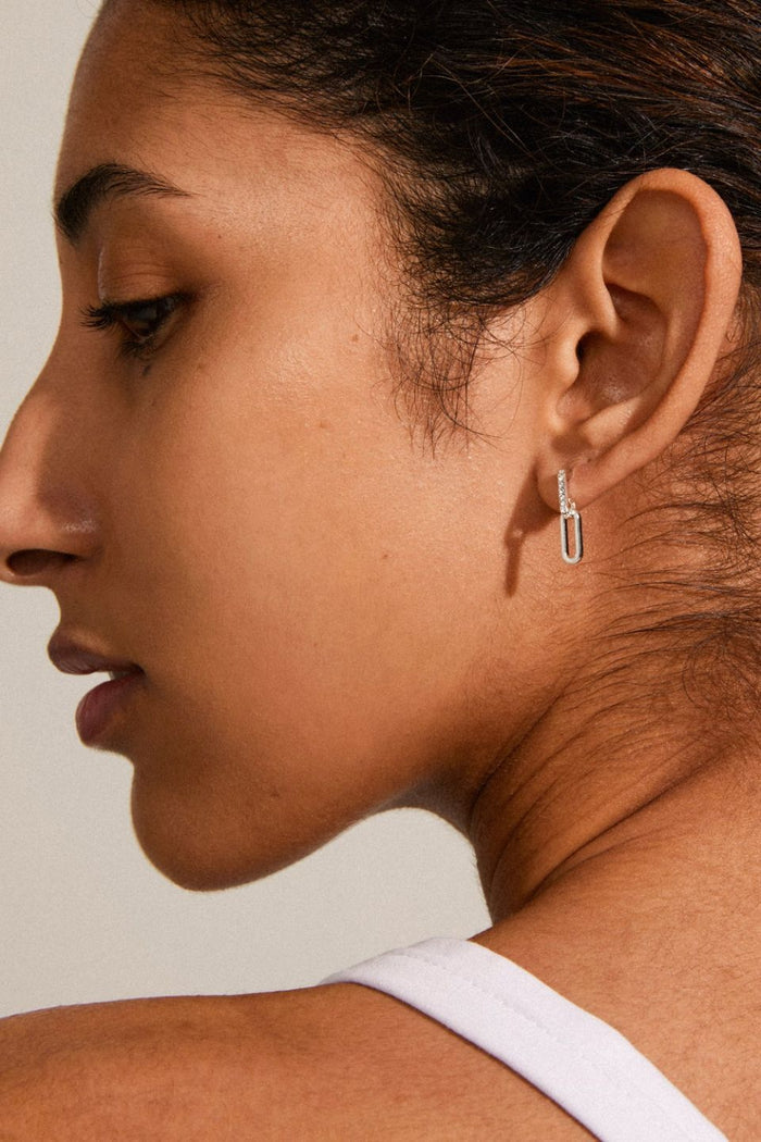 Elise Linked Earrings Silver Plated with Crystal ACC Jewellery Pilgrim