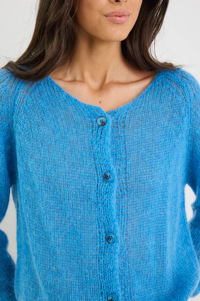 Emmy Cobalt Blue Mohair Cardigan