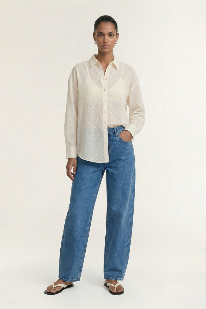 Etoile Cream Spot Oversized LS Shirt