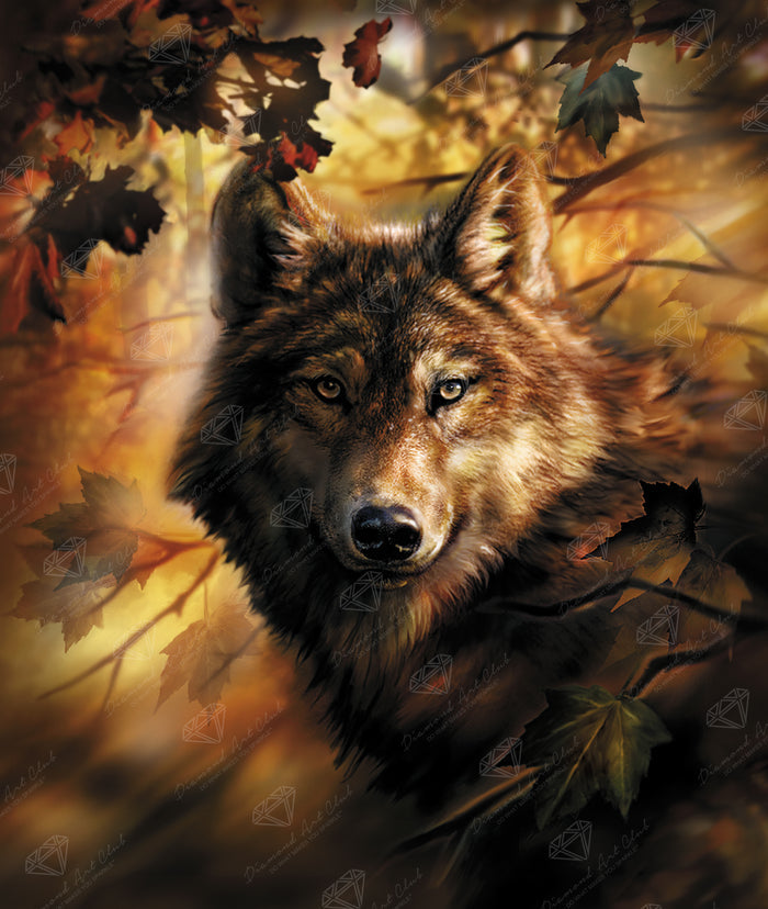 Diamond Painting Evening Glow Wolf 22" x 26" (55.8cm x 66cm) / Square with 37 Colors including 1 AB and 2 Fairy Dust Diamonds / 59,360
