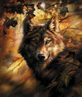 Diamond Painting Evening Glow Wolf 22" x 26" (55.8cm x 66cm) / Square with 37 Colors including 1 AB and 2 Fairy Dust Diamonds / 59,360