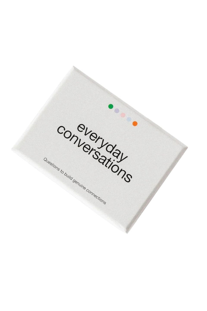 Card pack titled 'everyday conversations' on a white background