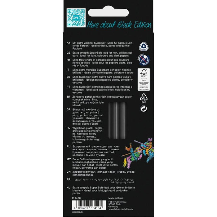 Faber-Castell Black Edition Neon and Pastel Colour Pencil Set of 12