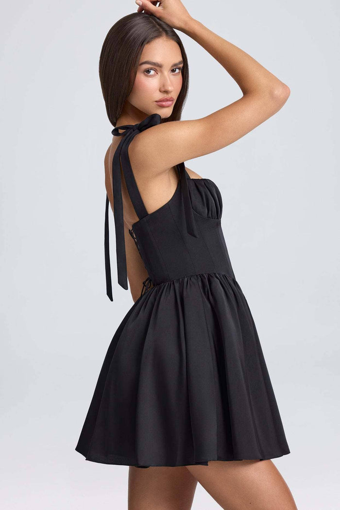 Fashionable square neck high-waist dress