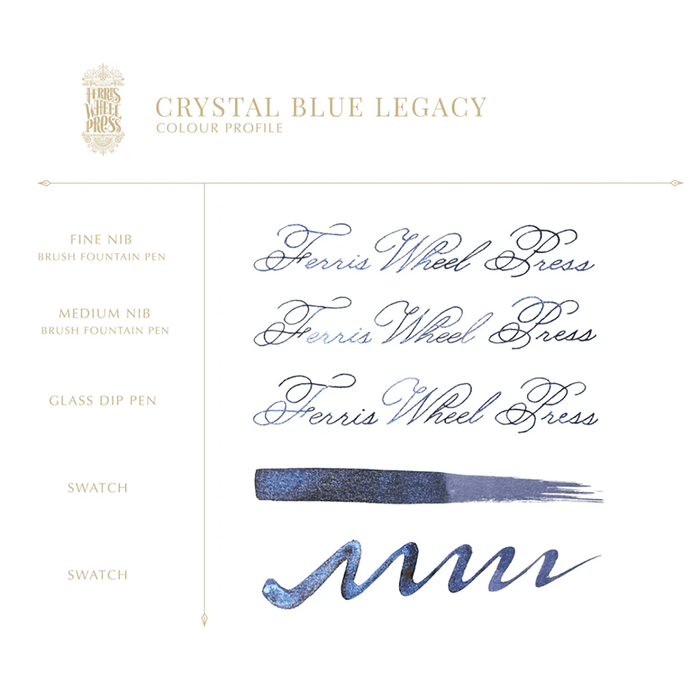 Ferris Wheel Press Ink Bottle - Crystal Blue Legacy - 38ml - Pen Boutique Ltd