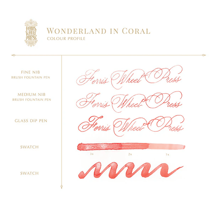 Ferris Wheel Press Ink Bottle - Wonderland In Coral - 38ml - Pen Boutique Ltd