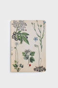 Notebook cover with botanical illustrations on a beige background