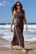Future Dark Chocolate Linen Sleeveless Midi Dress