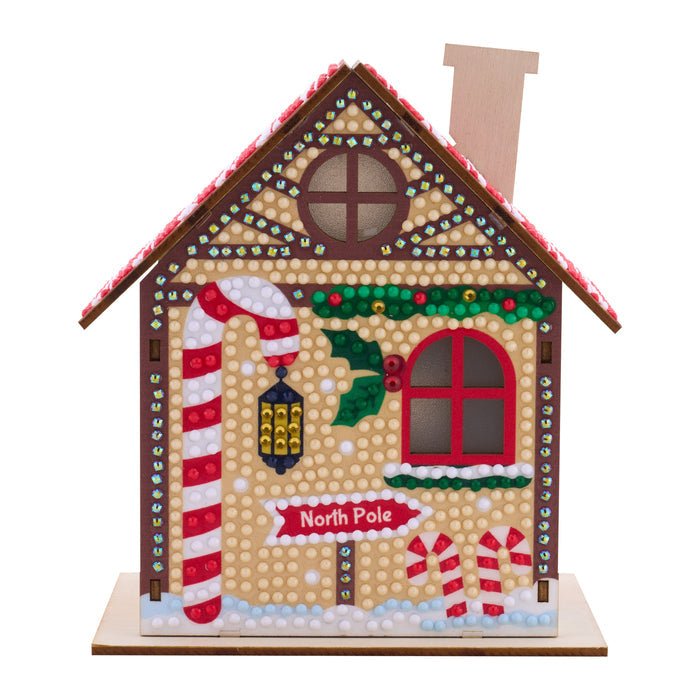 Diamond Painting Gem House - Santa's Workshop 5.5" x 4.1" x 3.1" (14 x 10.5 x 8cm) / Round with 28 Colors including 1 AB and 3 Iridescent Diamonds and 2 Fairy Dust Diamonds / 2,830