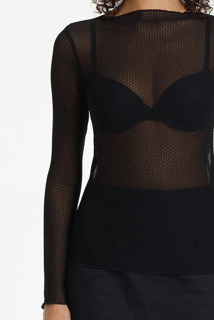Gigi Black Eclipse Lace LS Top