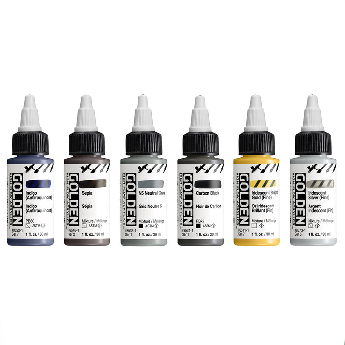 GOLDEN High Flow Acrylics Drawing & Lettering Set of 6
